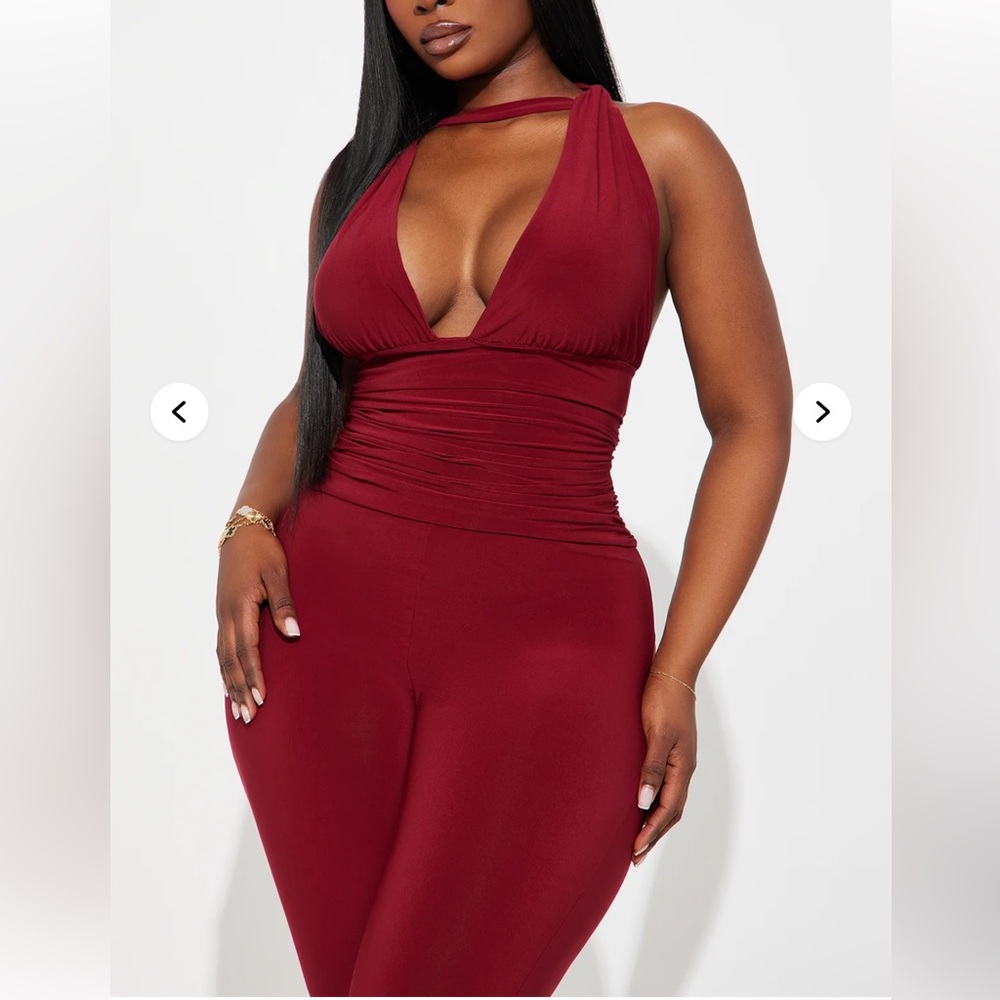 Chic Burgundy Halter Jumpsuit